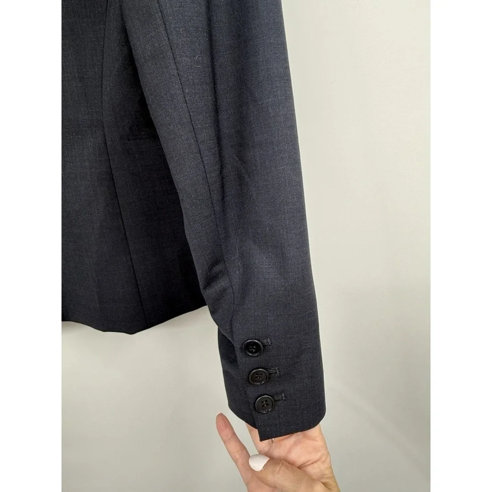 Theory Women's Staple Wool Blend Blazer Sky Blue SZ 8 Career Capsule Office EUC